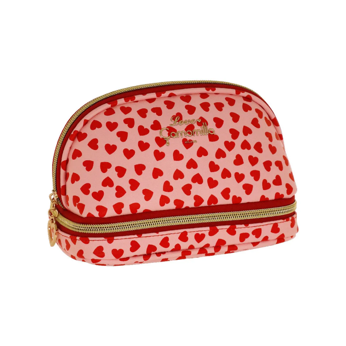 Clearance Trousse rosa con cuori rossi da Donna Donna Beauty Case E Trousse