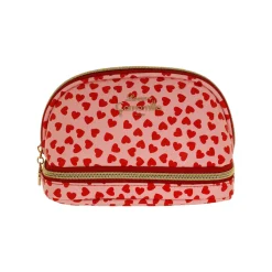 Clearance Trousse rosa con cuori rossi da Donna Donna Beauty Case E Trousse