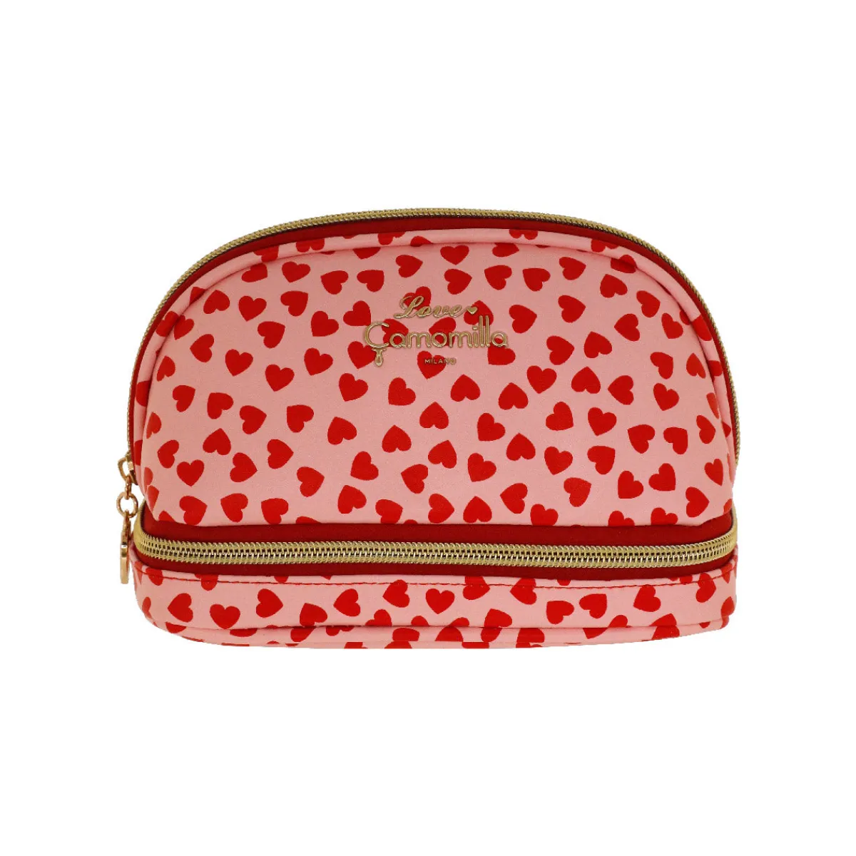 Clearance Trousse rosa con cuori rossi da Donna Donna Beauty Case E Trousse