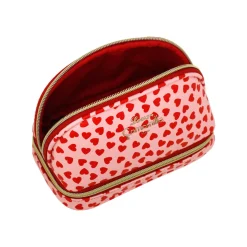 Clearance Trousse rosa con cuori rossi da Donna Donna Beauty Case E Trousse