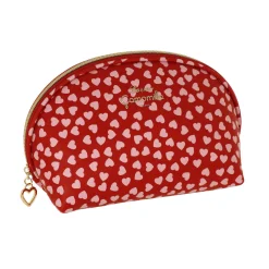 New Trousse rosa da Donna con cuori e zip dorata Donna Beauty Case E Trousse