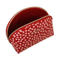 New Trousse rosa da Donna con cuori e zip dorata Donna Beauty Case E Trousse