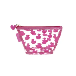 New Trousse trasparente con anatroccoli rosa da Donna Donna Beauty Case E Trousse