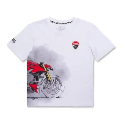 Hot T-shirt bianca da bambino e ragazzo Corse con stampa motocicletta Bambino Abbigliamento Ducati|T-Shirt Bambino