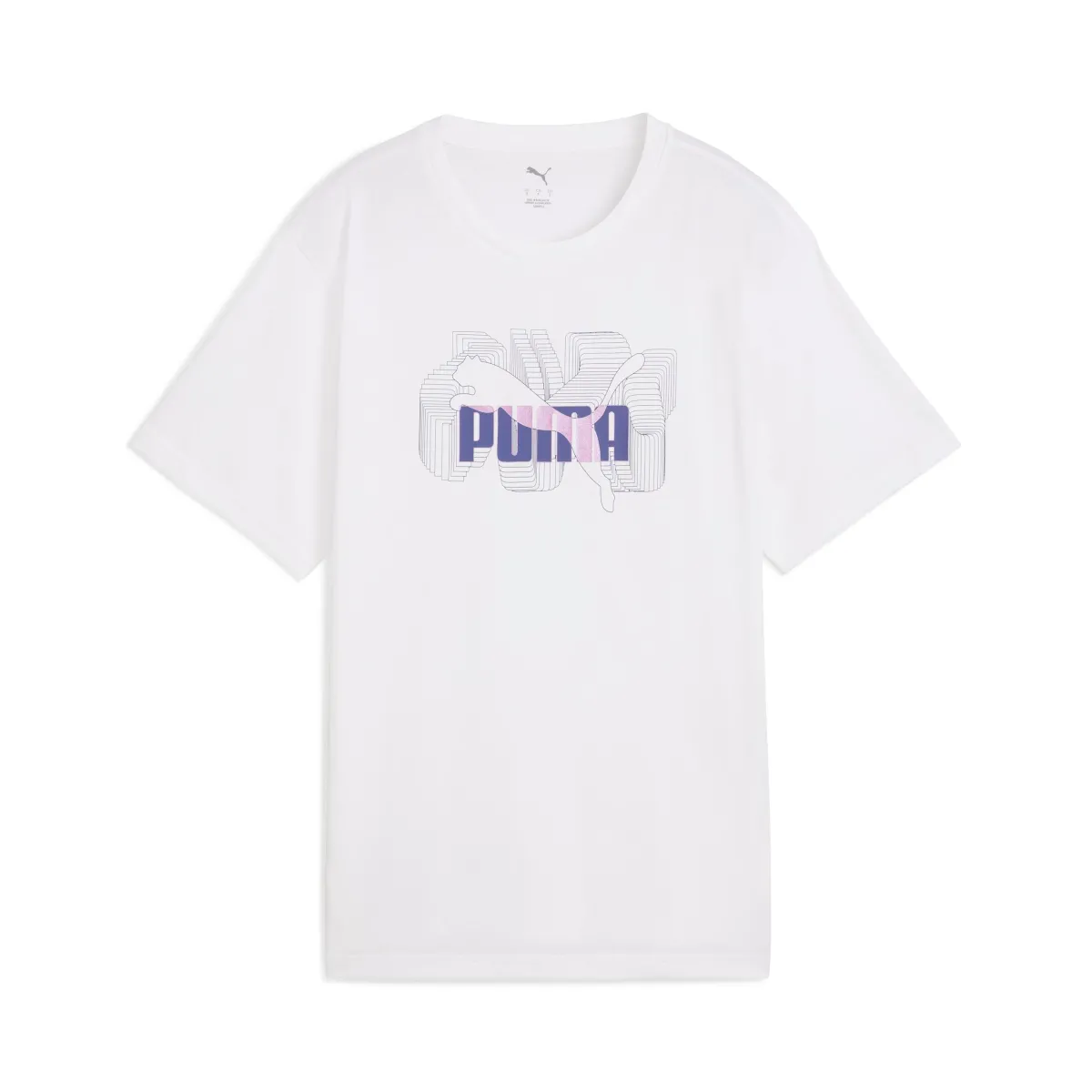 Online T-shirt bianca da donna con stampa e logo viola Graphics Donna Abbigliamento Puma|T-Shirt Donna