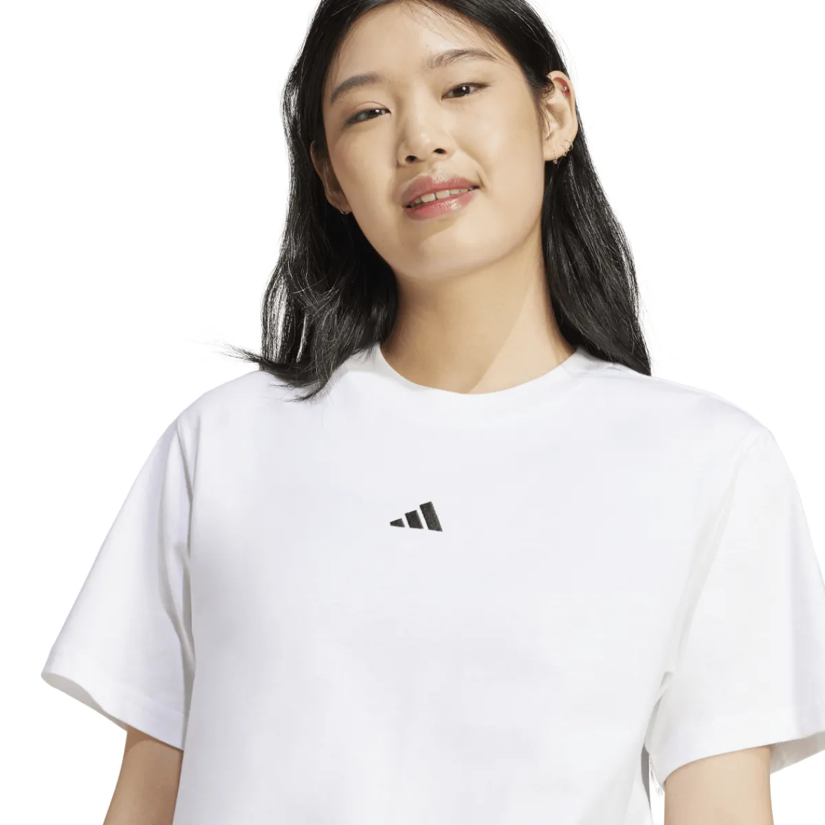 T-shirt bianca da Donna con logo minimale frontale Donna Abbigliamento Adidas|T-Shirt Donna