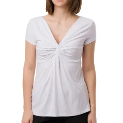 Discount T-shirt Bianca da Donna con dettaglio frontale Donna T-Shirt Donna|Abbigliamento Moda Donna