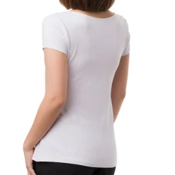 Discount T-shirt Bianca da Donna con dettaglio frontale Donna T-Shirt Donna|Abbigliamento Moda Donna