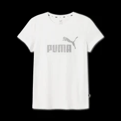 Clearance T-shirt bianca da donna con logo grigio glitterato Essentials+ Donna Abbigliamento Puma|T-Shirt Donna
