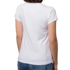 New T-shirt bianca da donna in cotone con stampa oro e nera strass Donna T-Shirt Donna|Abbigliamento Moda Donna