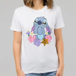 Hot T-shirt bianca da Donna in Cotone con stampa Stitch Donna T-Shirt Donna|Abbigliamento Moda Donna