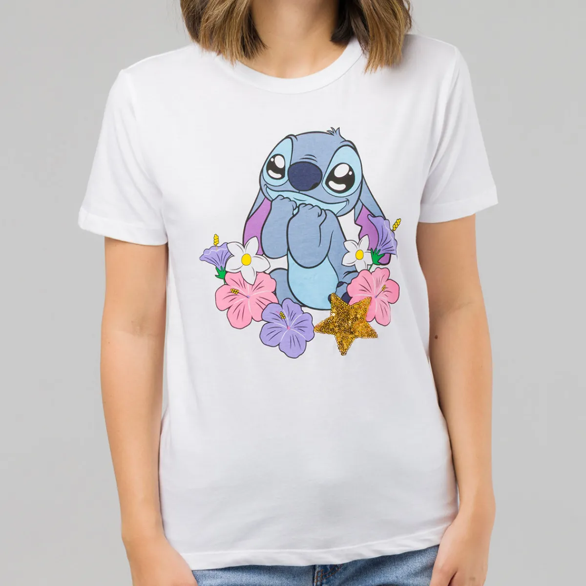 Hot T-shirt bianca da Donna in Cotone con stampa Stitch Donna T-Shirt Donna|Abbigliamento Moda Donna