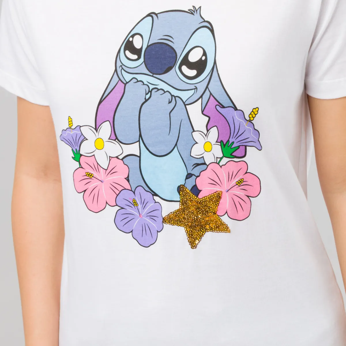 Hot T-shirt bianca da Donna in Cotone con stampa Stitch Donna T-Shirt Donna|Abbigliamento Moda Donna