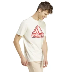 New T-shirt bianca da uomo con logo rosso Folded Badge Graphic Uomo Abbigliamento Adidas|T-Shirt Uomo