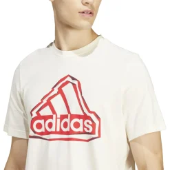 New T-shirt bianca da uomo con logo rosso Folded Badge Graphic Uomo Abbigliamento Adidas|T-Shirt Uomo