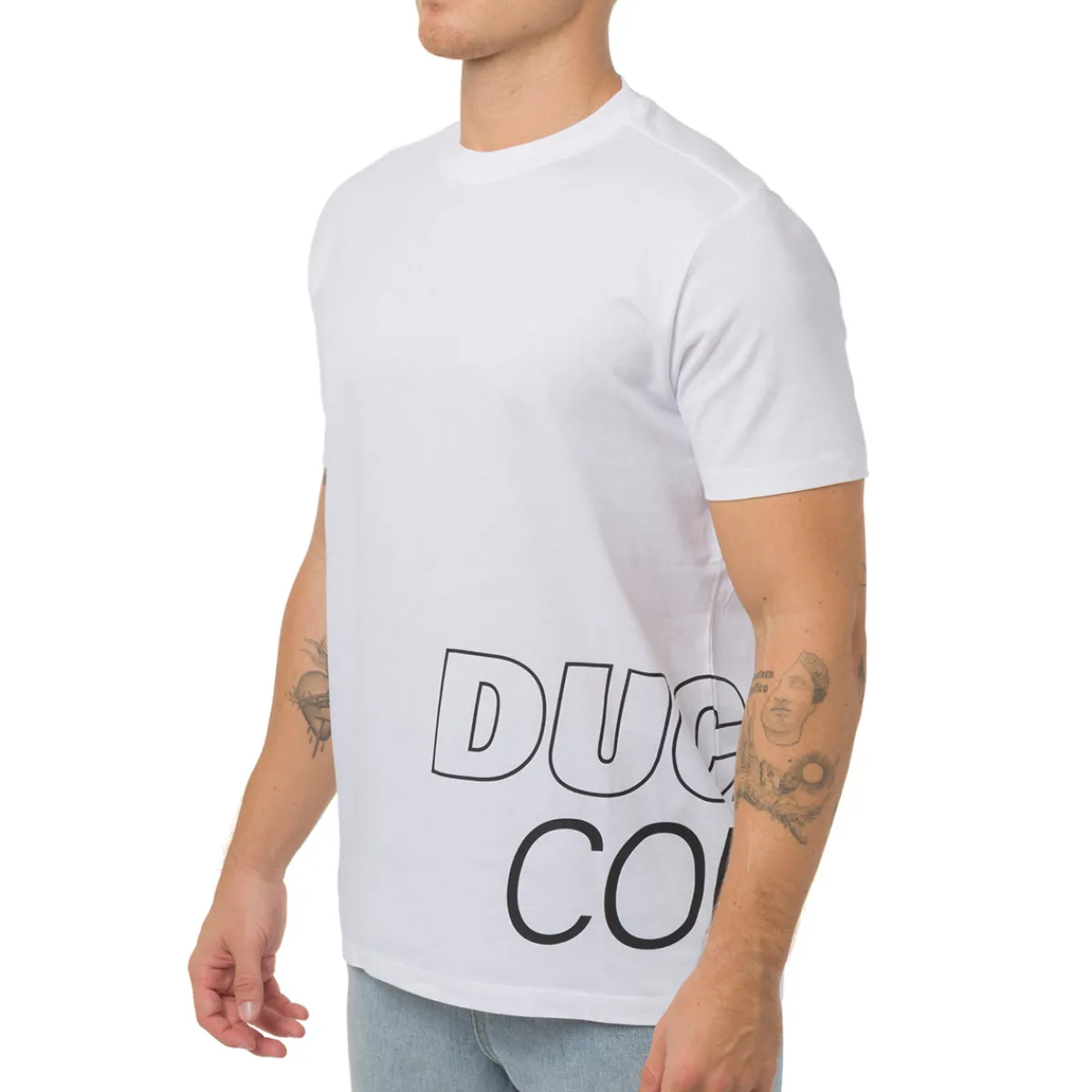 Outlet T-shirt bianca da Uomo con mega stampa Corse Uomo Abbigliamento Ducati|T-Shirt Uomo