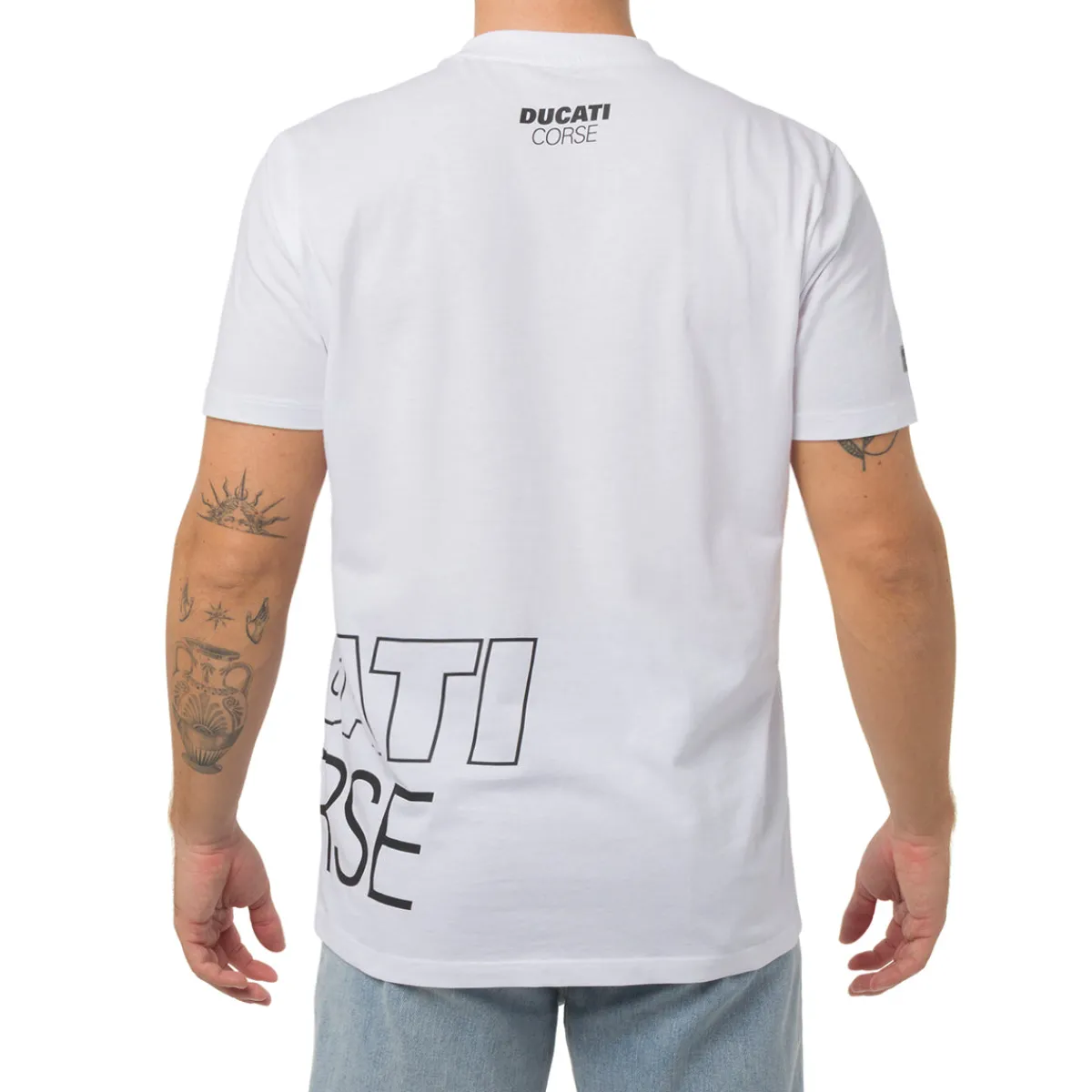 Outlet T-shirt bianca da Uomo con mega stampa Corse Uomo Abbigliamento Ducati|T-Shirt Uomo