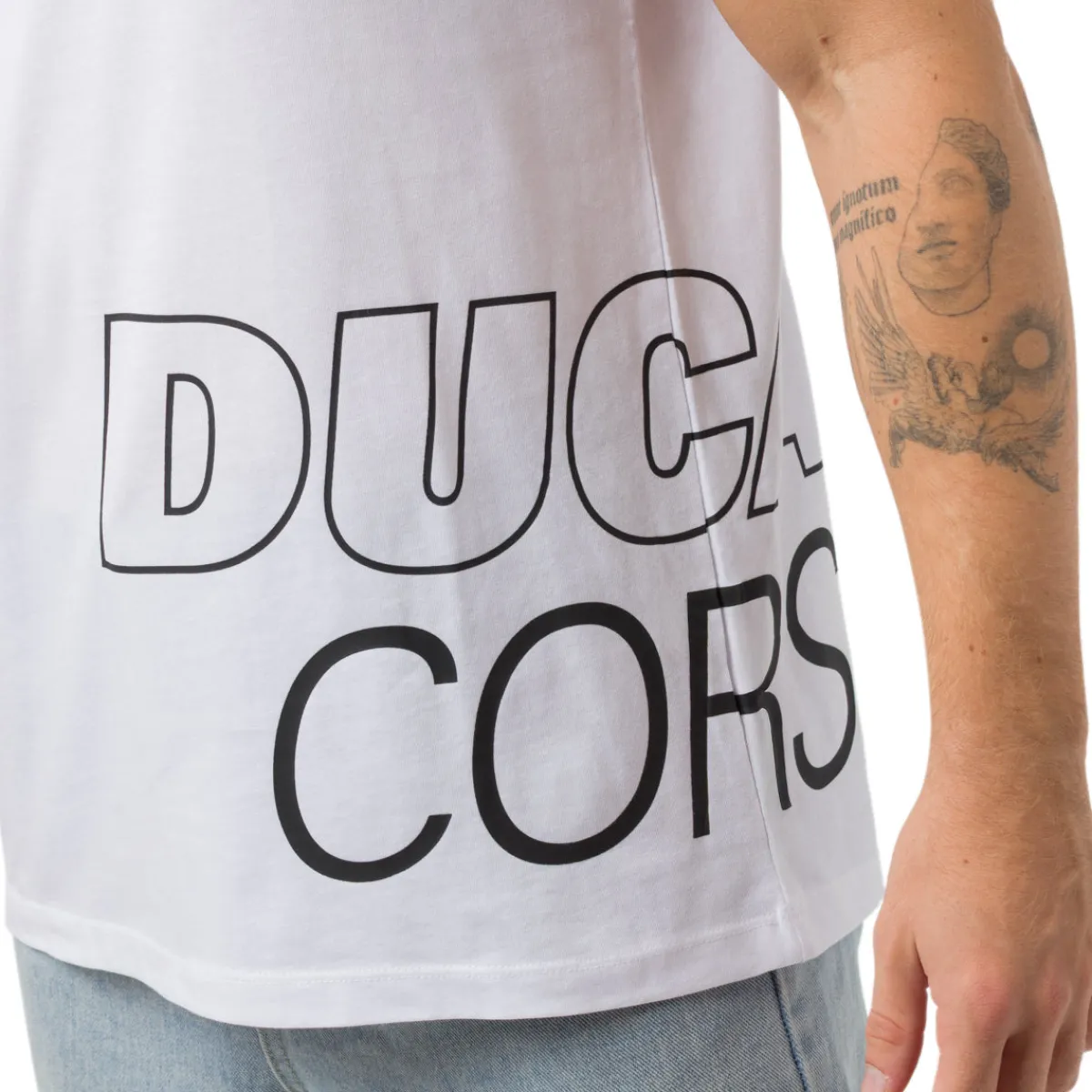 Outlet T-shirt bianca da Uomo con mega stampa Corse Uomo Abbigliamento Ducati|T-Shirt Uomo