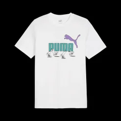 Outlet T-shirt bianca da uomo con logo azzurro e lilla Graphics Uomo Abbigliamento Puma|T-Shirt Uomo