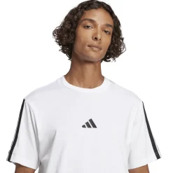 Discount T-shirt bianca da Uomo con bande laterali e logo frontale Uomo Abbigliamento Adidas|T-Shirt Uomo
