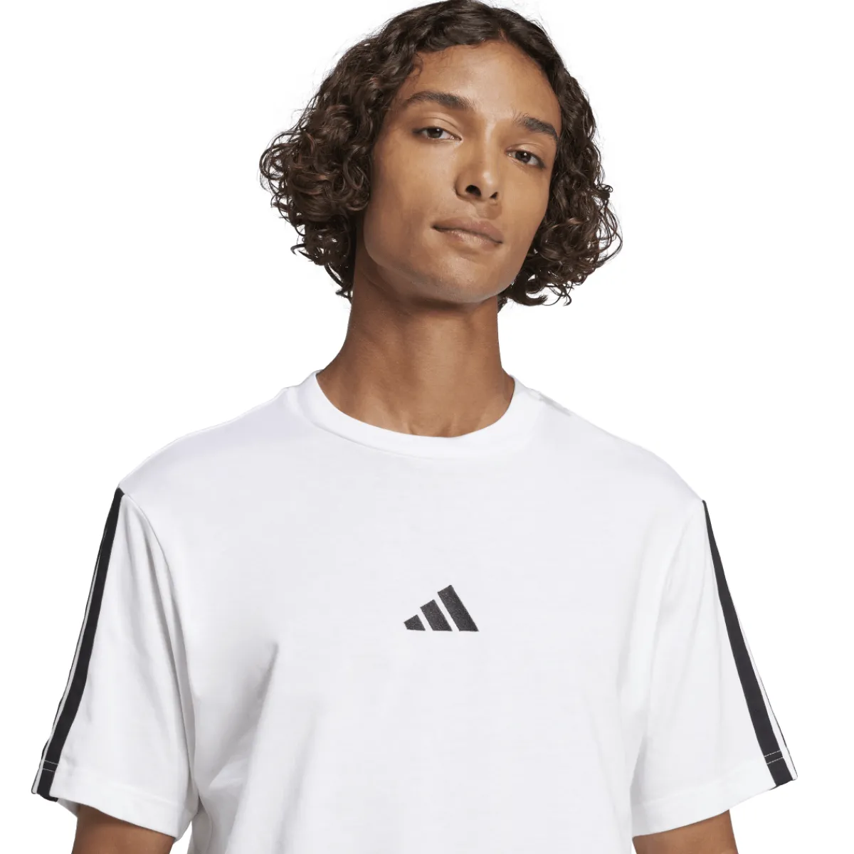 Discount T-shirt bianca da Uomo con bande laterali e logo frontale Uomo Abbigliamento Adidas|T-Shirt Uomo
