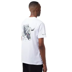 Discount T-shirt bianca da uomo in cotone con stampa Uomo T-Shirt Uomo|Abbigliamento Sportivo Uomo