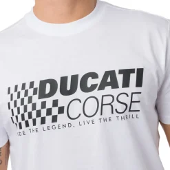 Hot T-shirt bianca in cotone da Uomo con stampa Corse Uomo Abbigliamento Ducati|T-Shirt Uomo