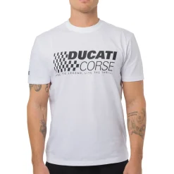 Hot T-shirt bianca in cotone da Uomo con stampa Corse Uomo Abbigliamento Ducati|T-Shirt Uomo