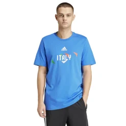 T-shirt blu da uomo UEFA Euro 2024 Italy Uomo Abbigliamento Adidas|T-Shirt Uomo