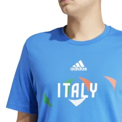 T-shirt blu da uomo UEFA Euro 2024 Italy Uomo Abbigliamento Adidas|T-Shirt Uomo