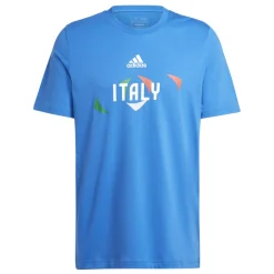 T-shirt blu da uomo UEFA Euro 2024 Italy Uomo Abbigliamento Adidas|T-Shirt Uomo