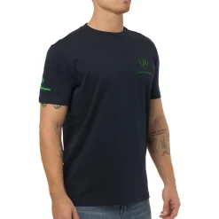 Discount T-shirt blu da Uomo con dettagli verde fluo Uomo T-Shirt Uomo|Abbigliamento Sportivo Uomo