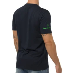 Discount T-shirt blu da Uomo con dettagli verde fluo Uomo T-Shirt Uomo|Abbigliamento Sportivo Uomo