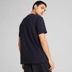 Sale T-shirt blu da Uomo con logo frontale giallo ESS No. 1 Uomo Abbigliamento Puma|T-Shirt Uomo