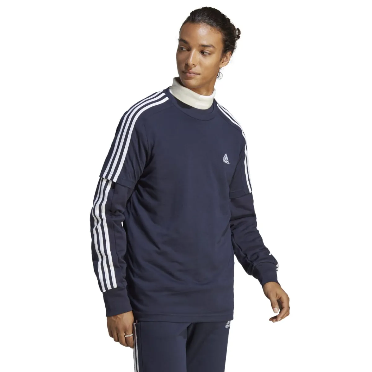 T-shirt blu da uomo con logo sul petto Essentials 3-Stripes Uomo Abbigliamento Adidas|T-Shirt Uomo