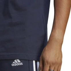 T-shirt blu da uomo con logo sul petto Essentials 3-Stripes Uomo Abbigliamento Adidas|T-Shirt Uomo