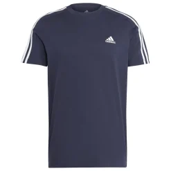 T-shirt blu da uomo con logo sul petto Essentials 3-Stripes Uomo Abbigliamento Adidas|T-Shirt Uomo