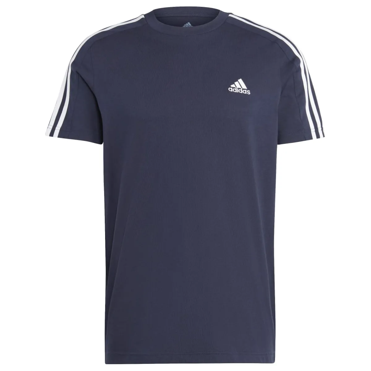 T-shirt blu da uomo con logo sul petto Essentials 3-Stripes Uomo Abbigliamento Adidas|T-Shirt Uomo
