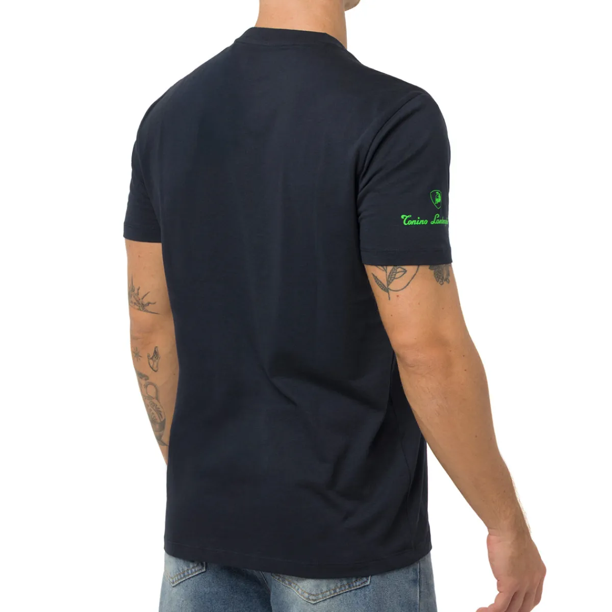 Discount T-shirt blu da Uomo con stampa verde fluo Uomo T-Shirt Uomo|Abbigliamento Sportivo Uomo