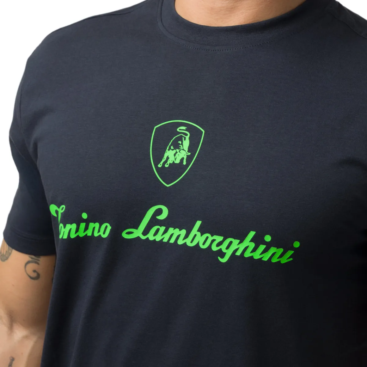 Discount T-shirt blu da Uomo con stampa verde fluo Uomo T-Shirt Uomo|Abbigliamento Sportivo Uomo
