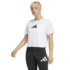 Best T-shirt cropped bianca da Donna con logo frontale Donna Abbigliamento Adidas|T-Shirt Donna