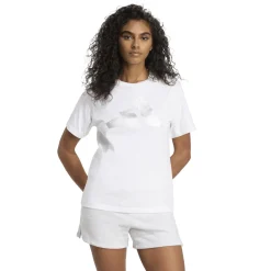 Clearance T-shirt da donna bianca con logo argentato Donna Abbigliamento Adidas|T-Shirt Donna