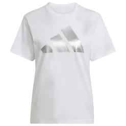 Clearance T-shirt da donna bianca con logo argentato Donna Abbigliamento Adidas|T-Shirt Donna