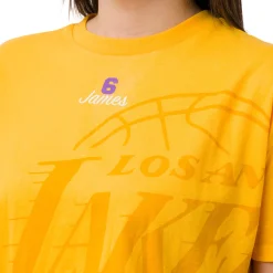 Hot T-shirt da Donna Giallo ocra con stampa LA Lakers NBA Donna Abbigliamento Nba|T-Shirt Donna