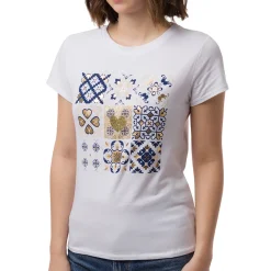 Clearance T-shirt da donna in cotone con stampa con fiori e glitter Donna Abbigliamento Sportivo Donna