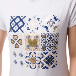 Clearance T-shirt da donna in cotone con stampa con fiori e glitter Donna Abbigliamento Sportivo Donna