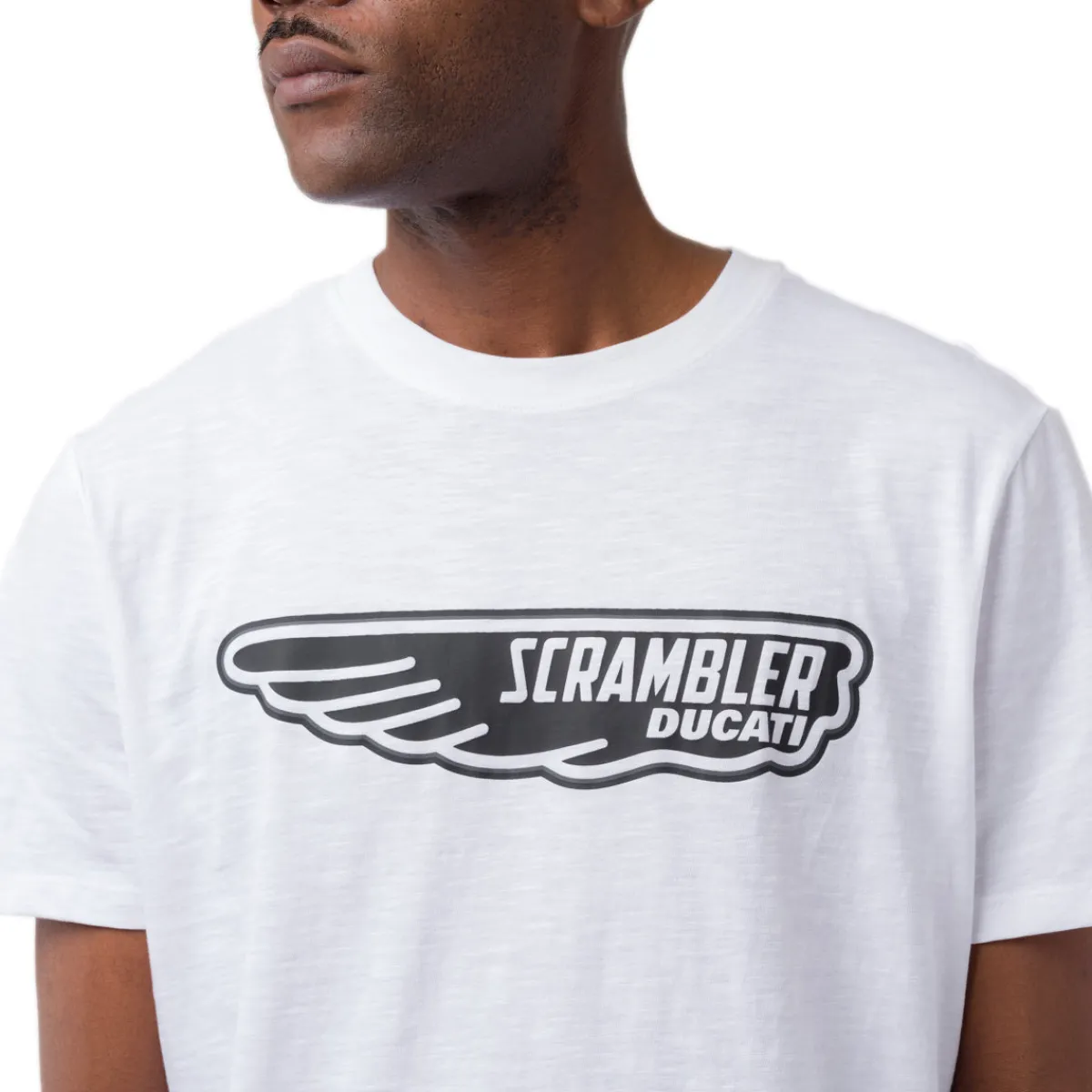 Best T-shirt da uomo bianca con dettaglio stampa Scrambler Uomo Abbigliamento Ducati|T-Shirt Uomo