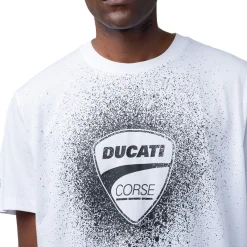 New T-shirt da uomo bianca in cotone con logo e stampa Corse Uomo Abbigliamento Ducati|T-Shirt Uomo