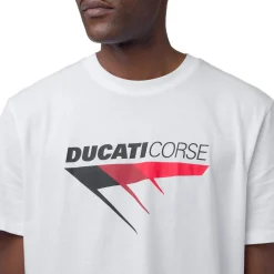 Discount T-shirt da uomo bianca in cotone con logo Corse Uomo Abbigliamento Ducati|T-Shirt Uomo