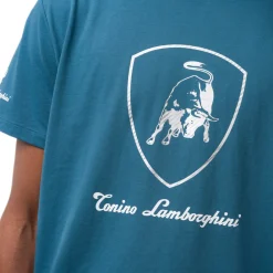 T-shirt da uomo blu ottanio in cotone con logo Uomo T-Shirt Uomo|Abbigliamento Moda Uomo